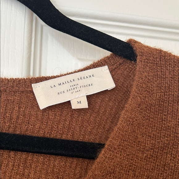 Sezane Brown V-Neck Barry Cardigan - Picture 2 of 5